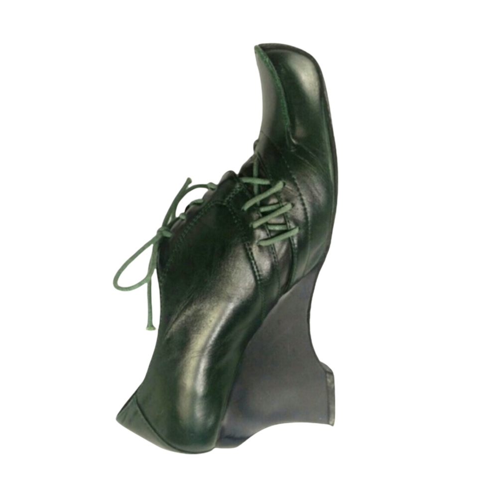 Leather wedge booties green Cosmic Girl shoes 7.5
